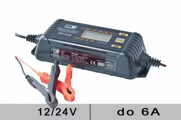 Inteligentny prostownik MW-SC6B do ładowania akumulatorów 12/24V. Sprawdź, ile się ładuje akumulator prostownikiem do 6A.